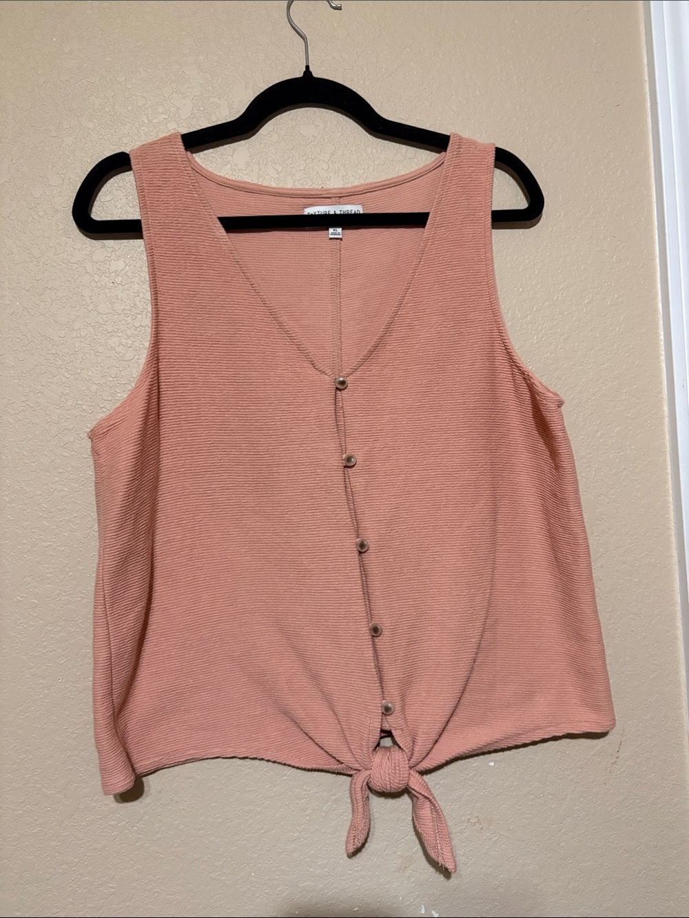 Madewell Dusty Rose Button-Tie Tank